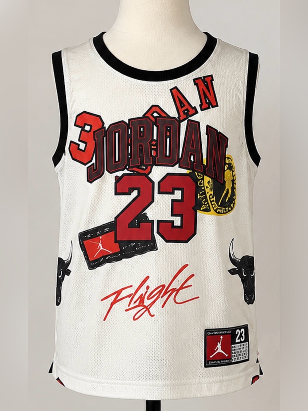 Nike Jordan Flight 23 Jersey Kids 4 5 White Basketball Graphic Tank